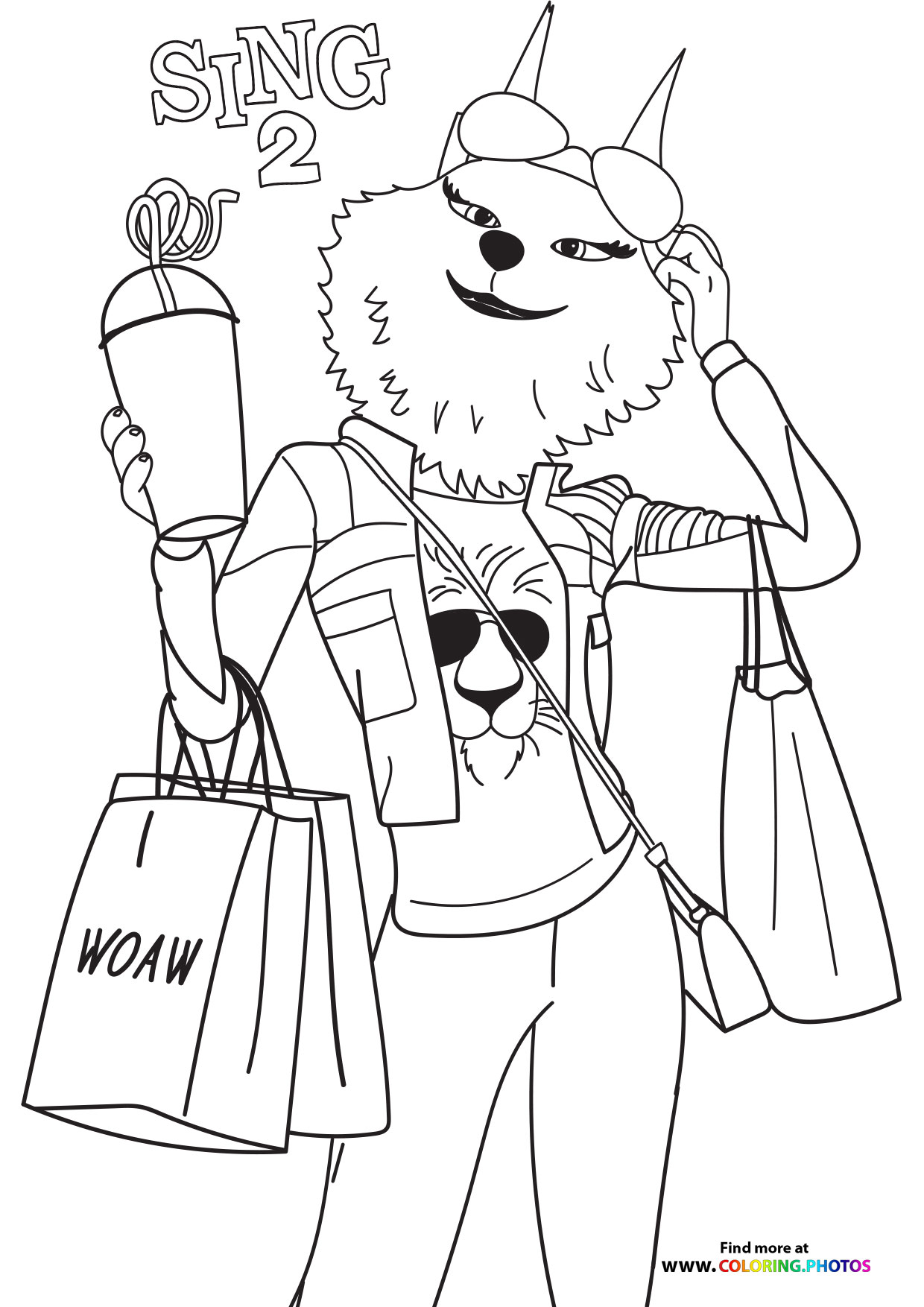 Porsha from Sing 2 shopping coloring page