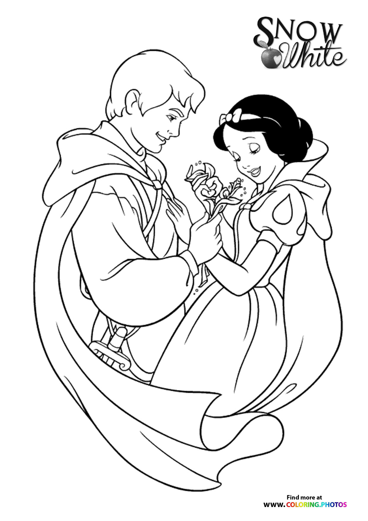 Snow White with the Prince coloring page