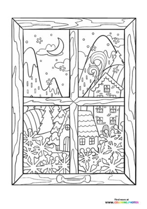 Winter theme window view