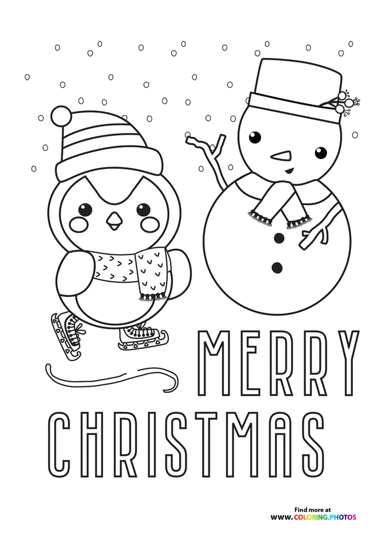 Snowman and Penguin coloring page