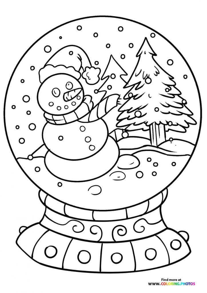 Snowman in snow globe coloring page