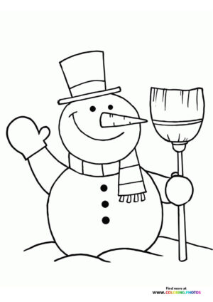 Snowman with a broom