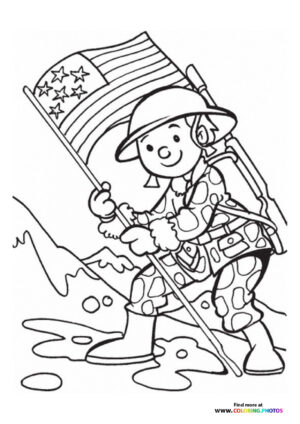 Patriotic Soldier with American Flag