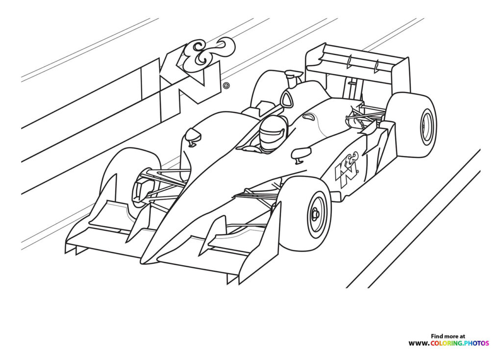Speedy Formula 1 car coloring page