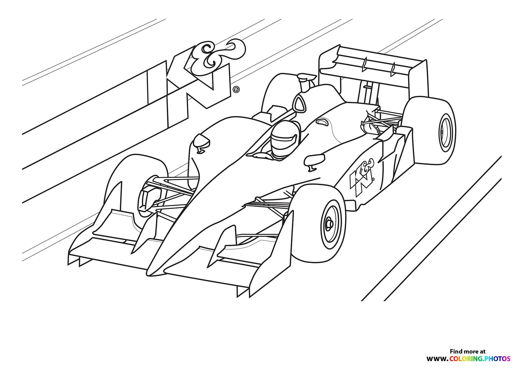 Speedy Formula 1 car coloring page