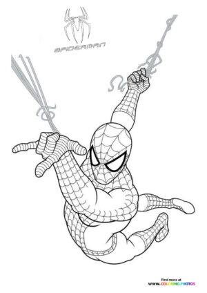 Spiderman swinging on a web