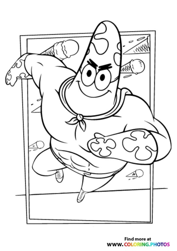 SpongeBob Patrick superhero coloring page