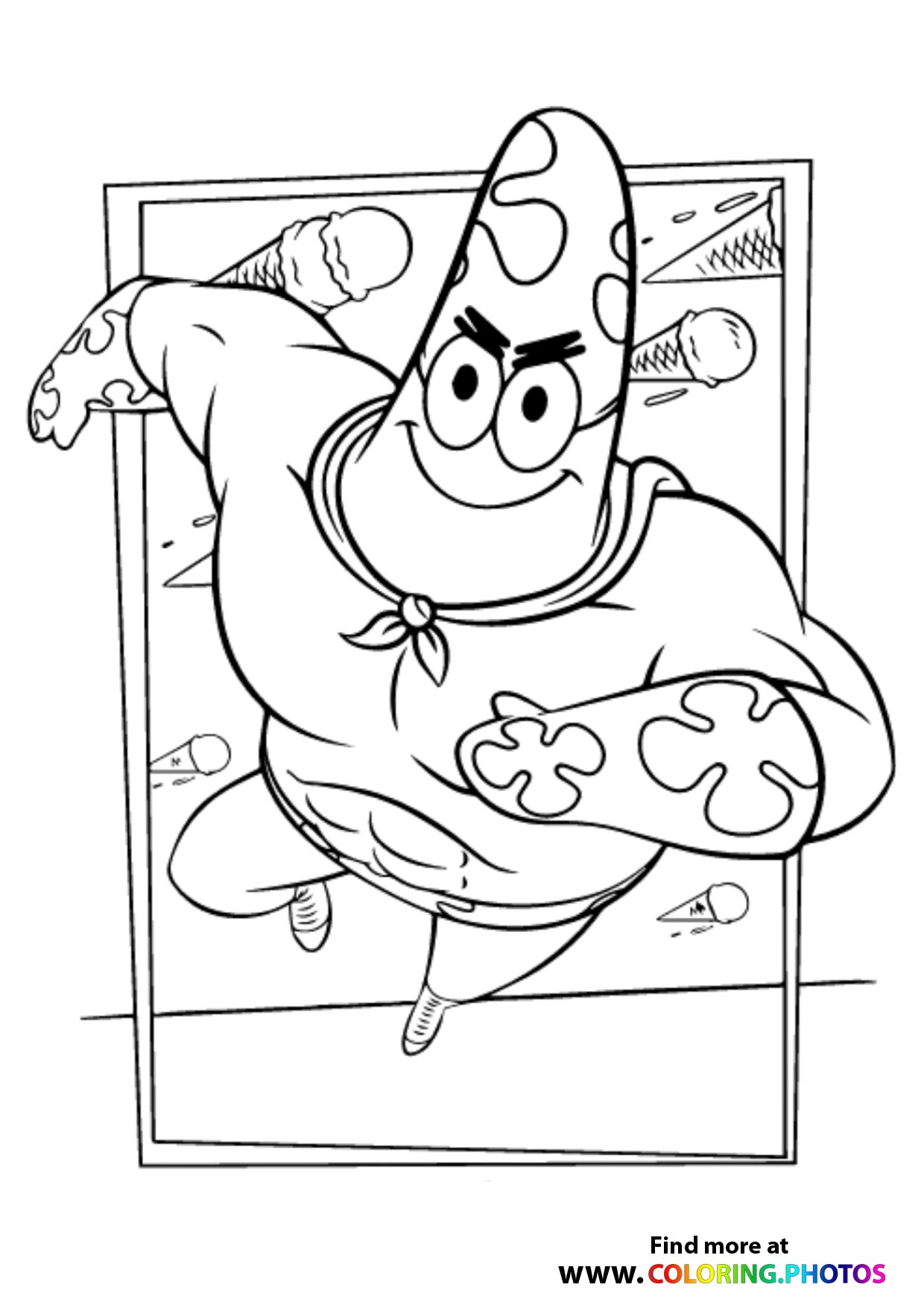 SpongeBob Patrick superhero coloring page