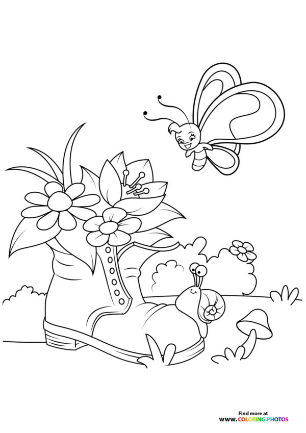 Spring animals and flowers