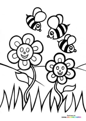 Spring bees and flowers