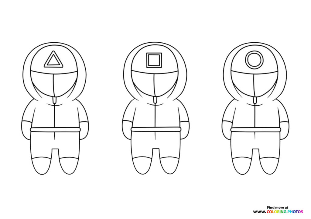 Squid game guards coloring page