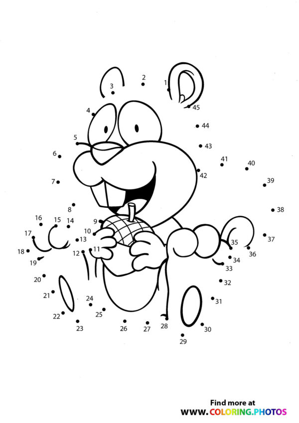 Squirrel swinging dot the dots worksheet