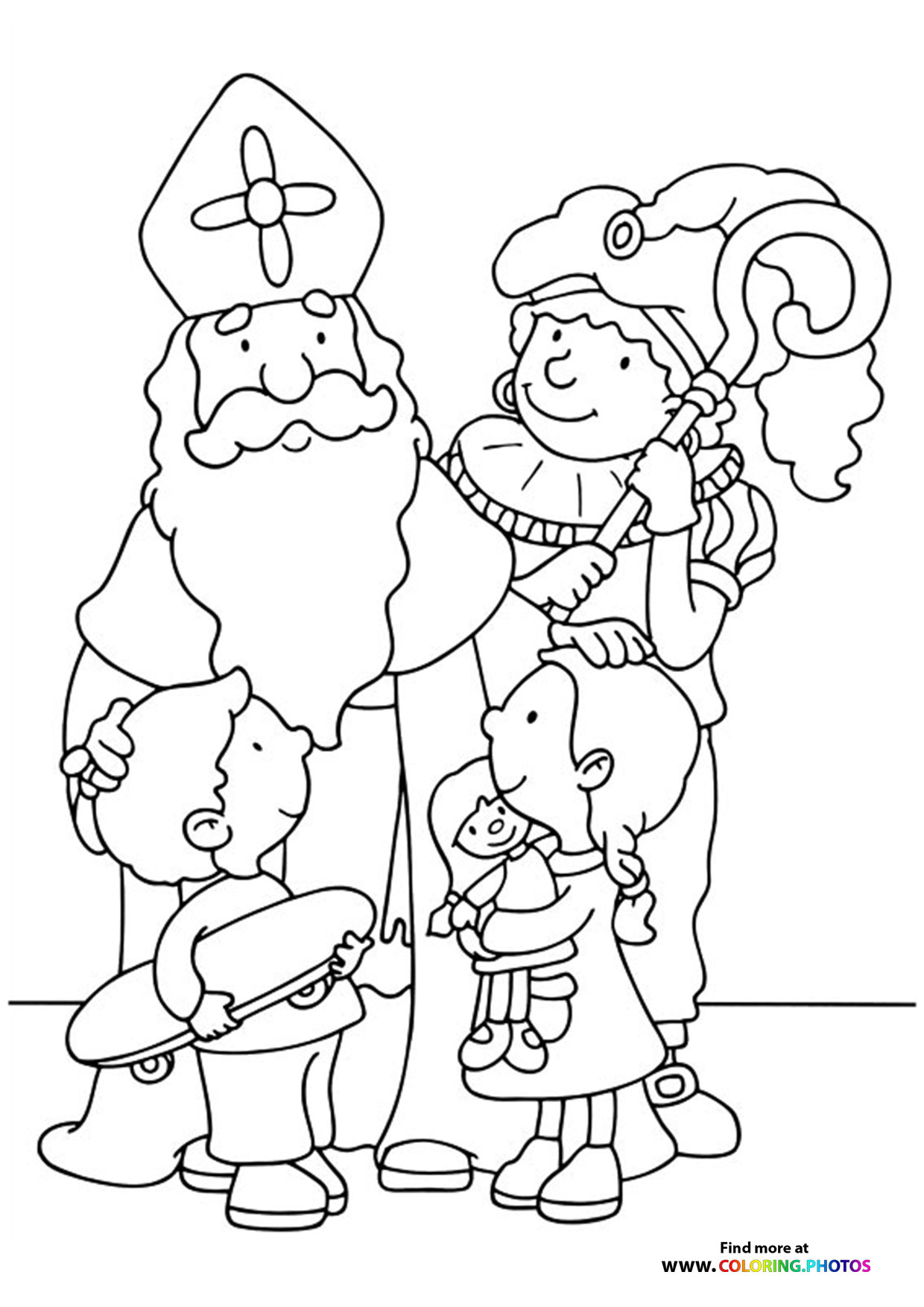 Saint Nicholas giving presents coloring page