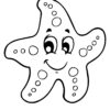 Starfish smiling and waving coloring page