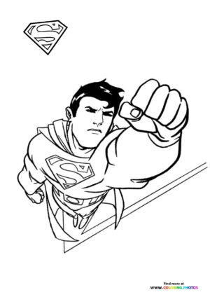 Superman flying with a fist