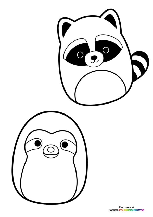 Raccoon and Penguin Squishmallows