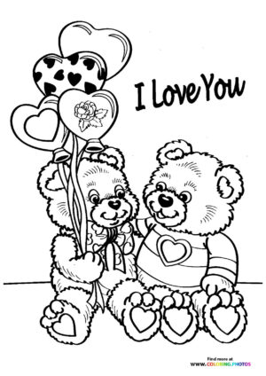 Teddy Bears Holding Heart Balloons