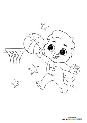 Teddy bear playing basketball