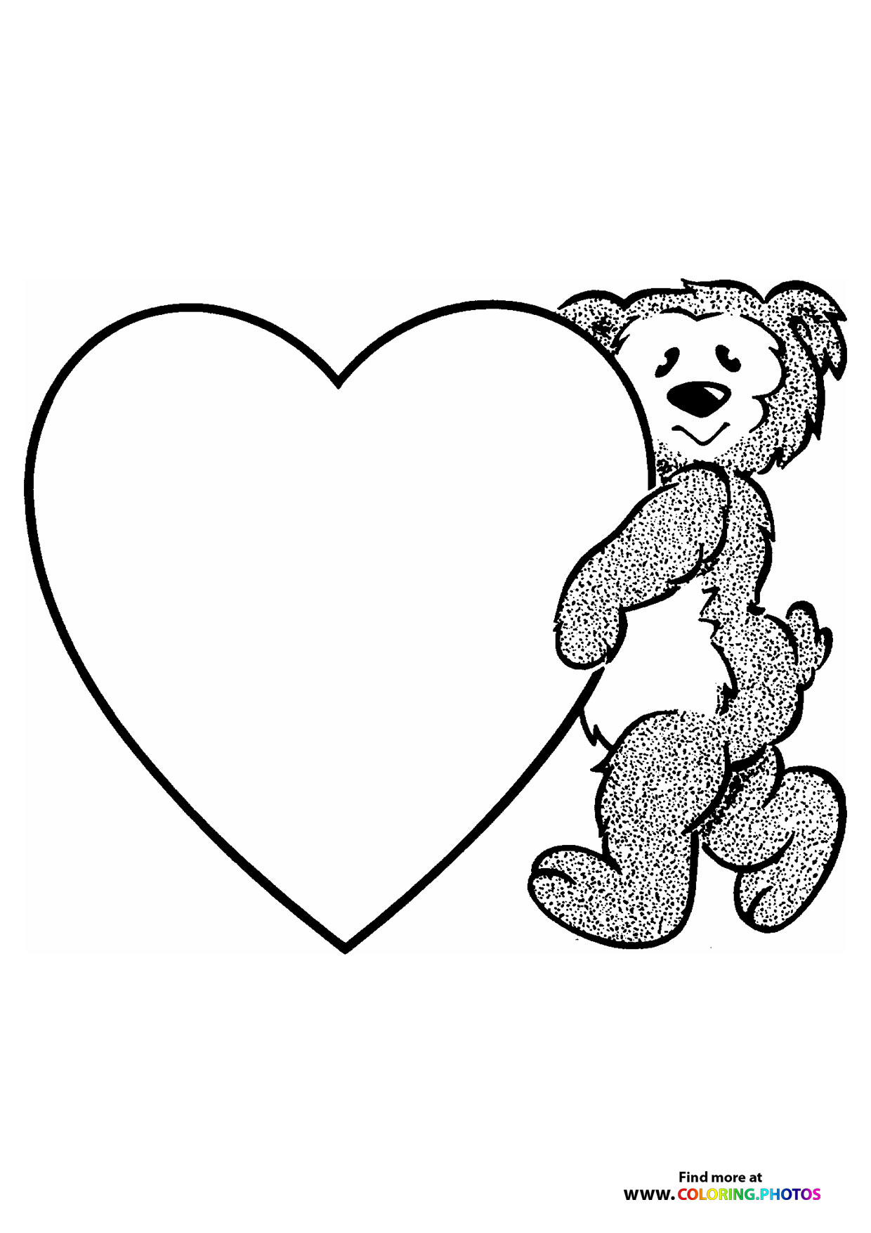 Teddy Bear with a Valentines hearth coloring page