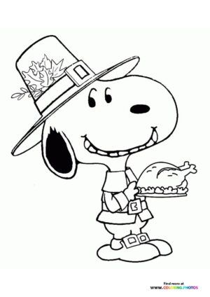 Snoopy in Pilgrim Hat with Turkey