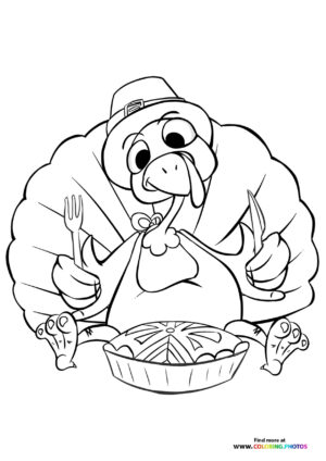Happy Turkey with Pie