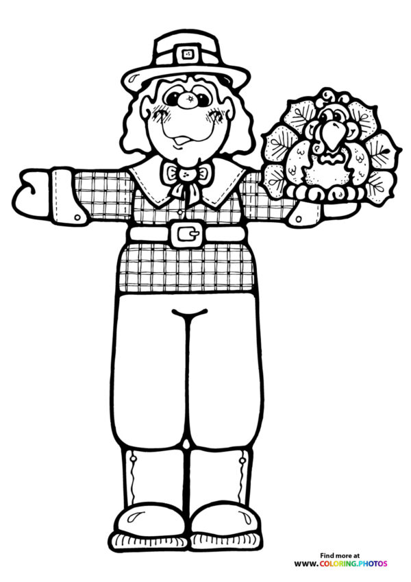 Thanksgiving pilgrim boy coloring page