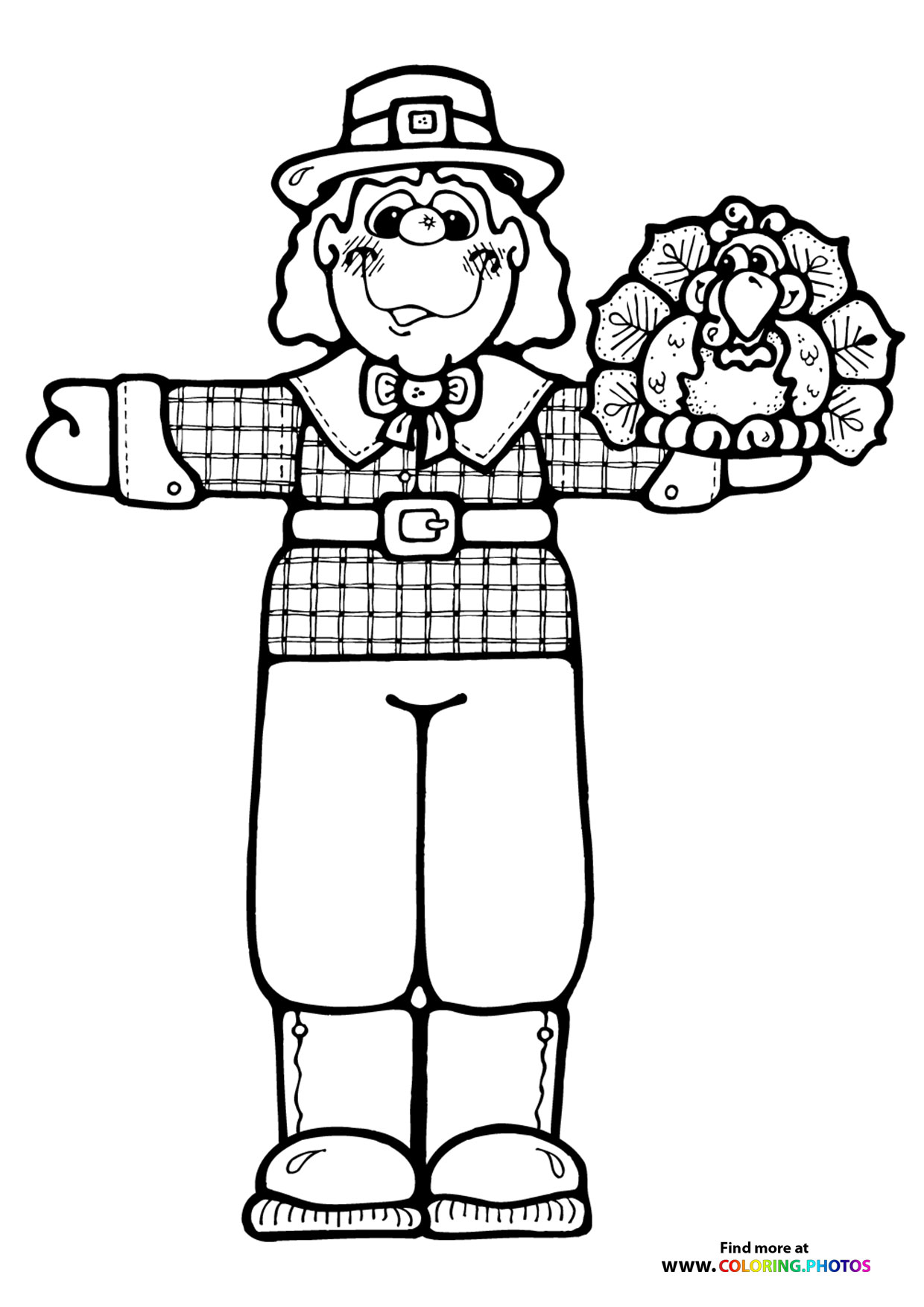 Thanksgiving pilgrim boy coloring page