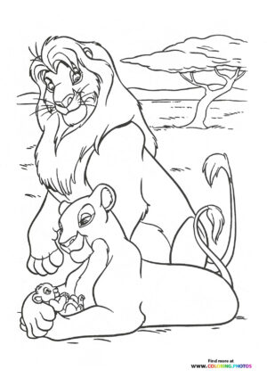Simba, Nala, and Zazu at Pride Rock