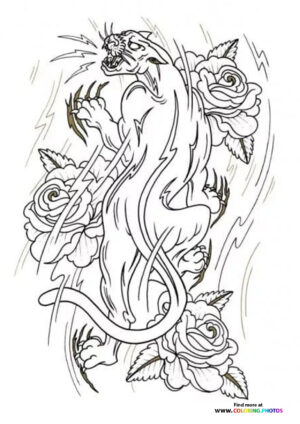 Tiger and roses