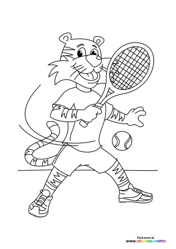 Tiger playing tennis