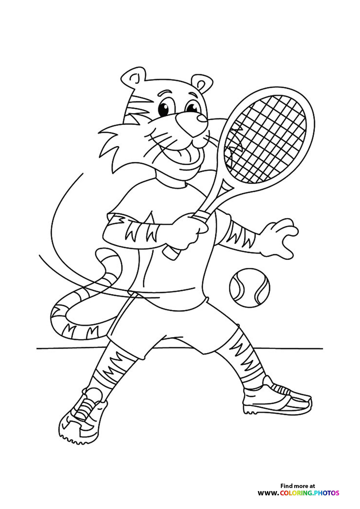 Tiger playing tennis