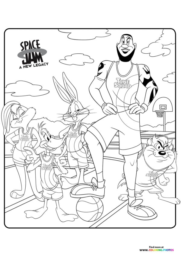 Tune Squad on field coloring page