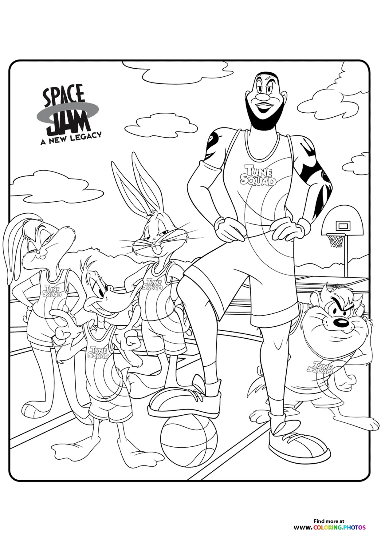 Tune Squad on field coloring page