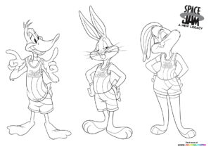 Daffy, Bugs and Lola in Basketball Gear