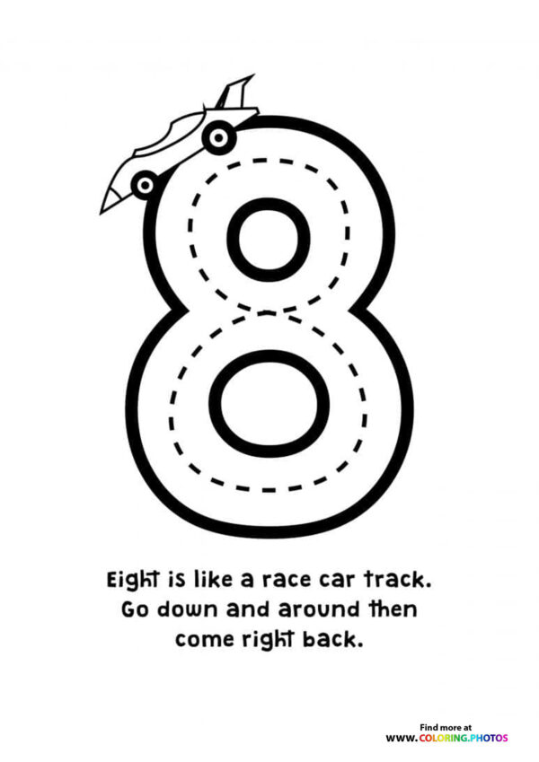 Trace numbers coloring pages page 8