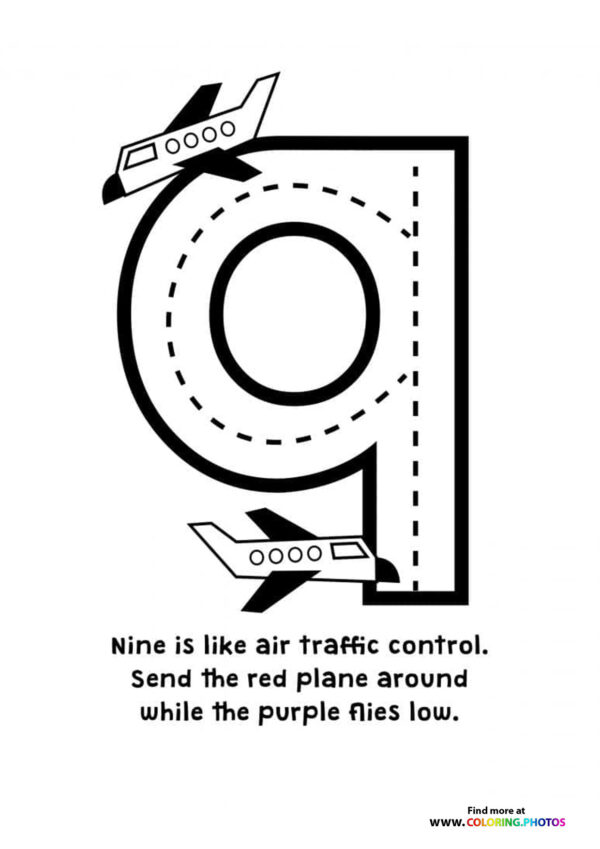 Trace numbers coloring pages page 9