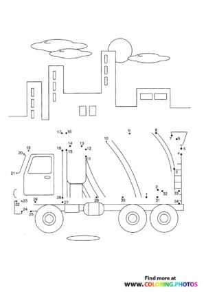 Truck in a city dot the dots