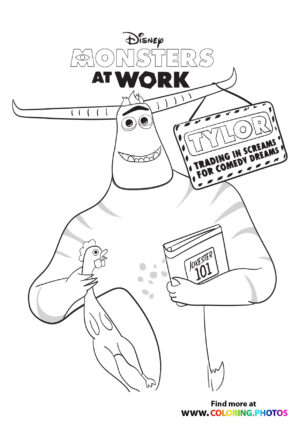 Tylor with a book - Monsters at work