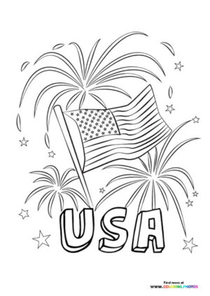 USA Flag with Fireworks