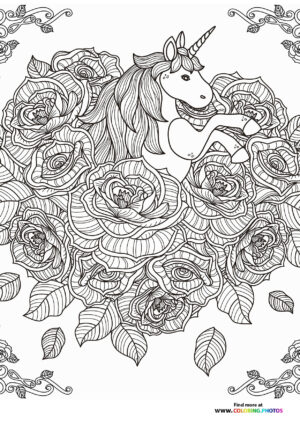 Unicorn coloring page for adults