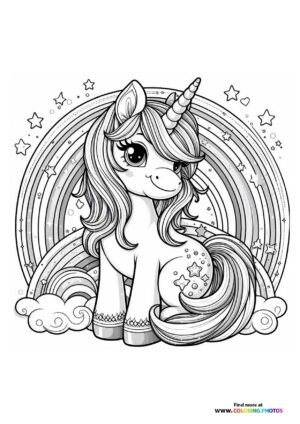 Unicorn in front of rainbows