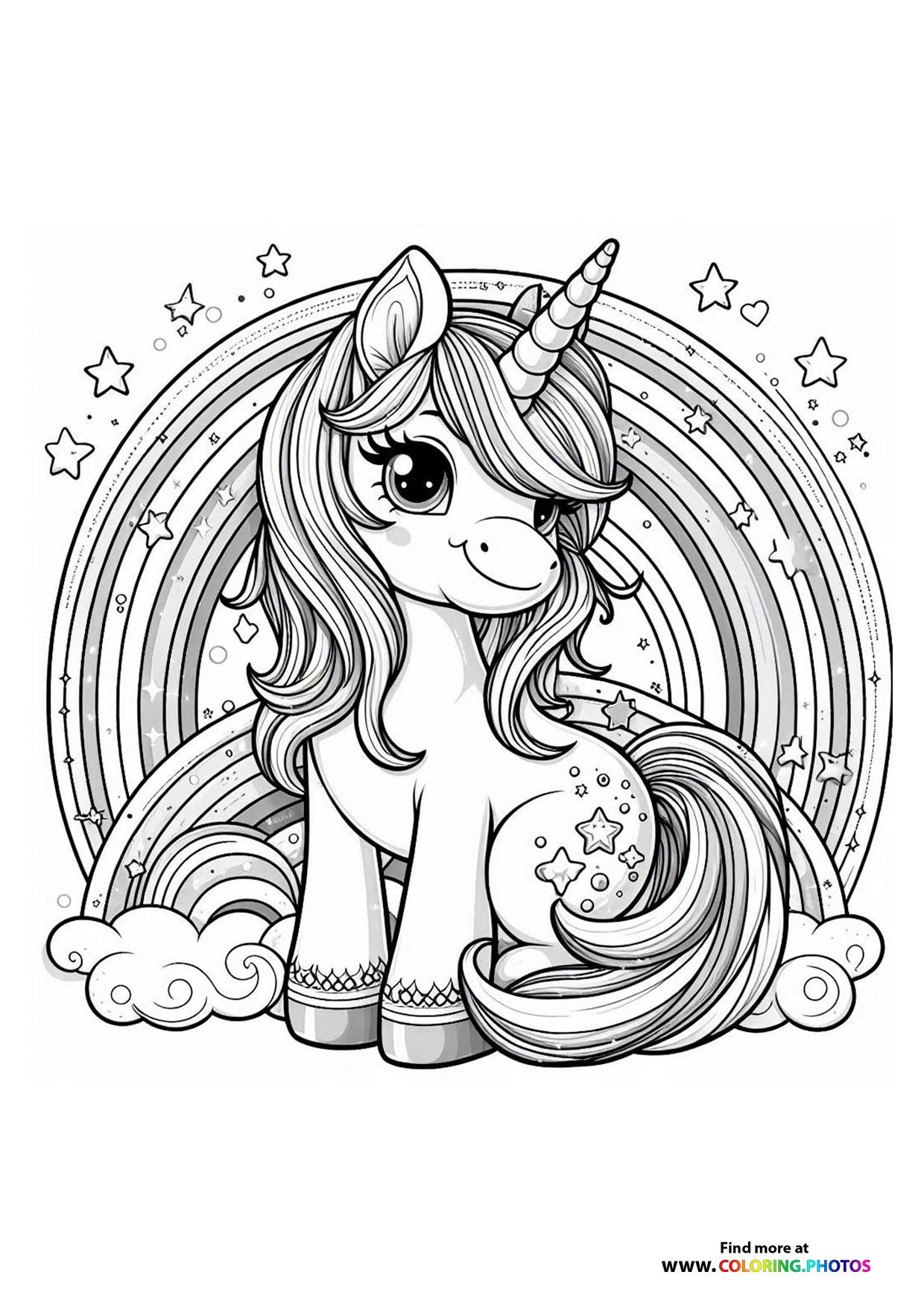 Unicorn in front of rainbows
