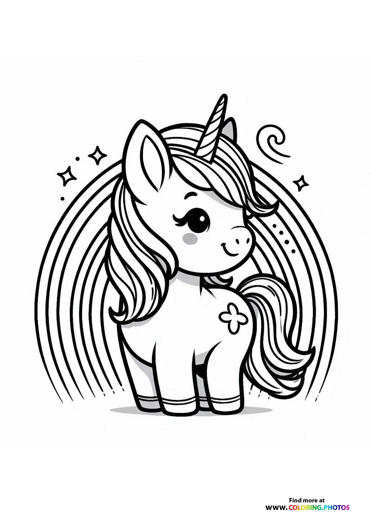 Unicorn in front of the rainbow