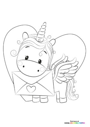 Unicorn with valentines card
