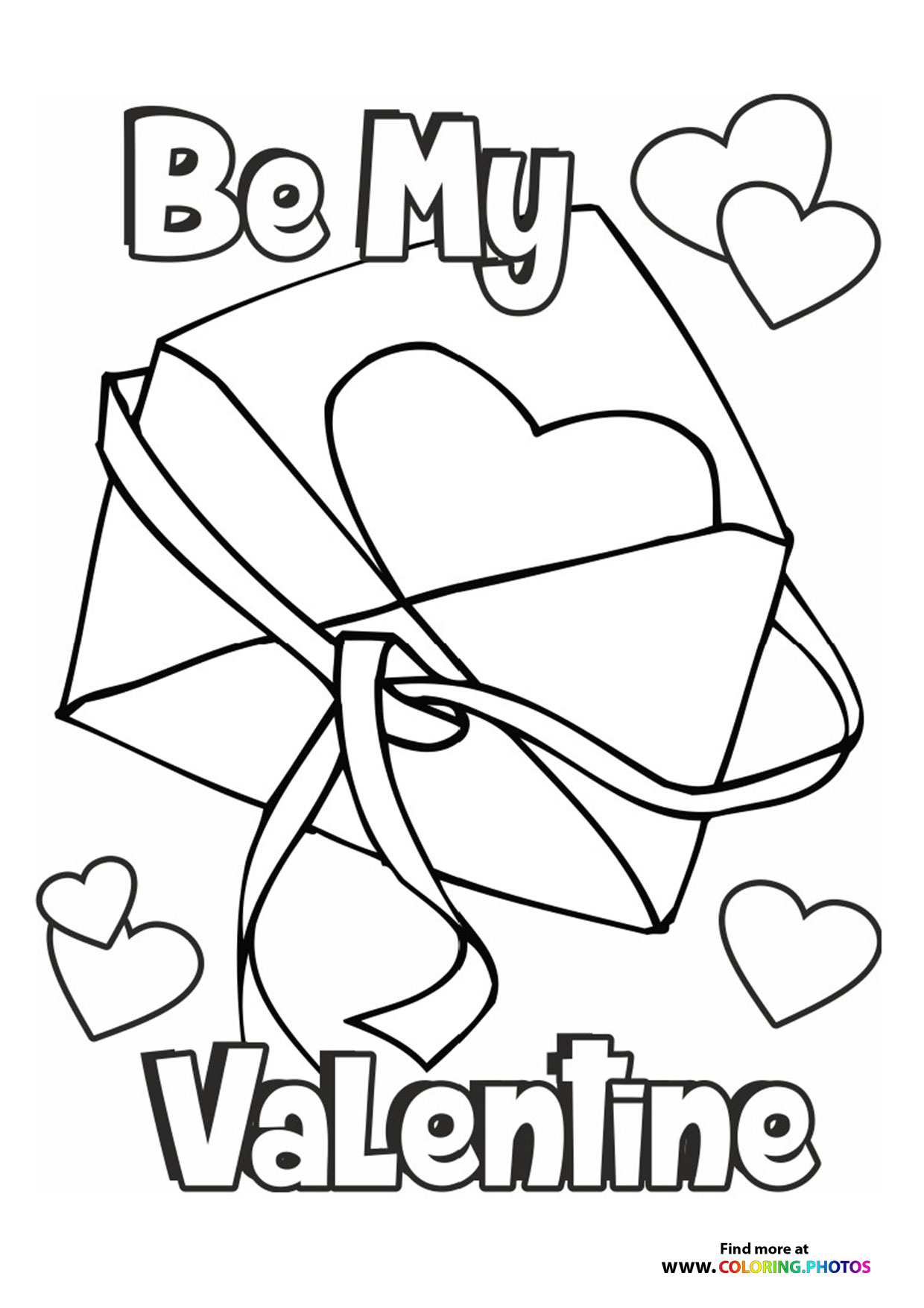 Be my Valentine hearth card coloring page