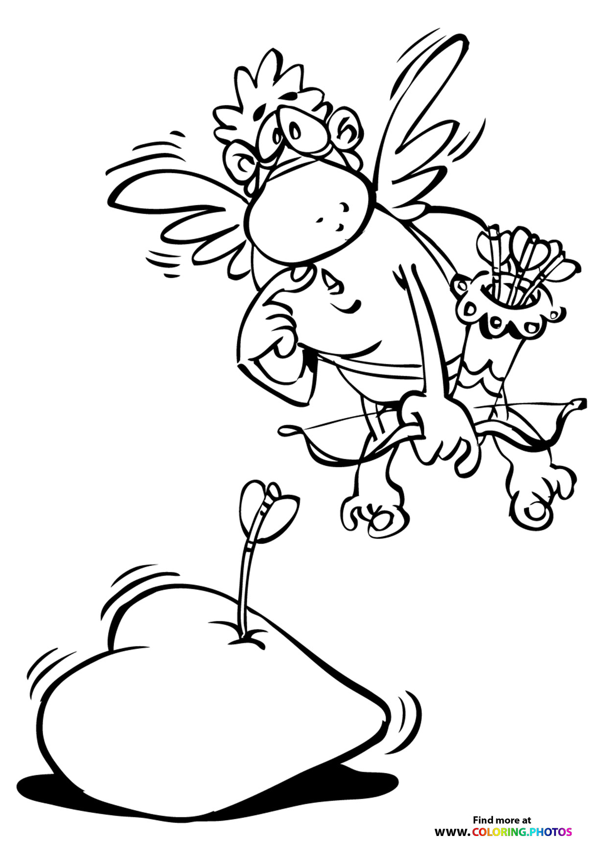 Valentines Cupid shooting arrows coloring page