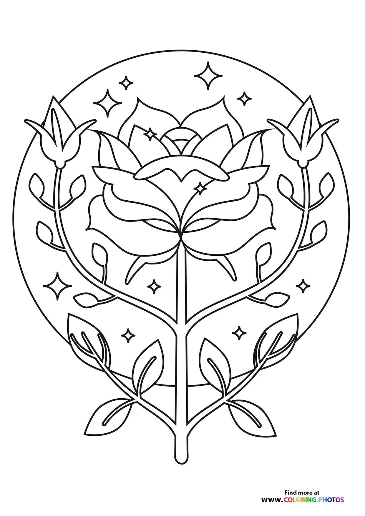 Valentines flower coloring page