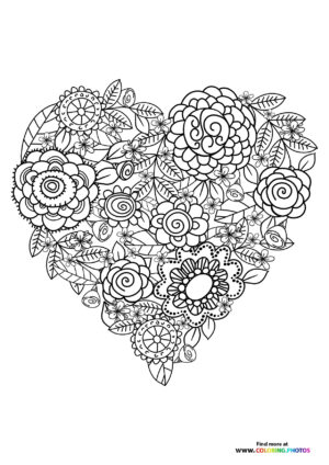 Valentine Heart Mandala with Flowers
