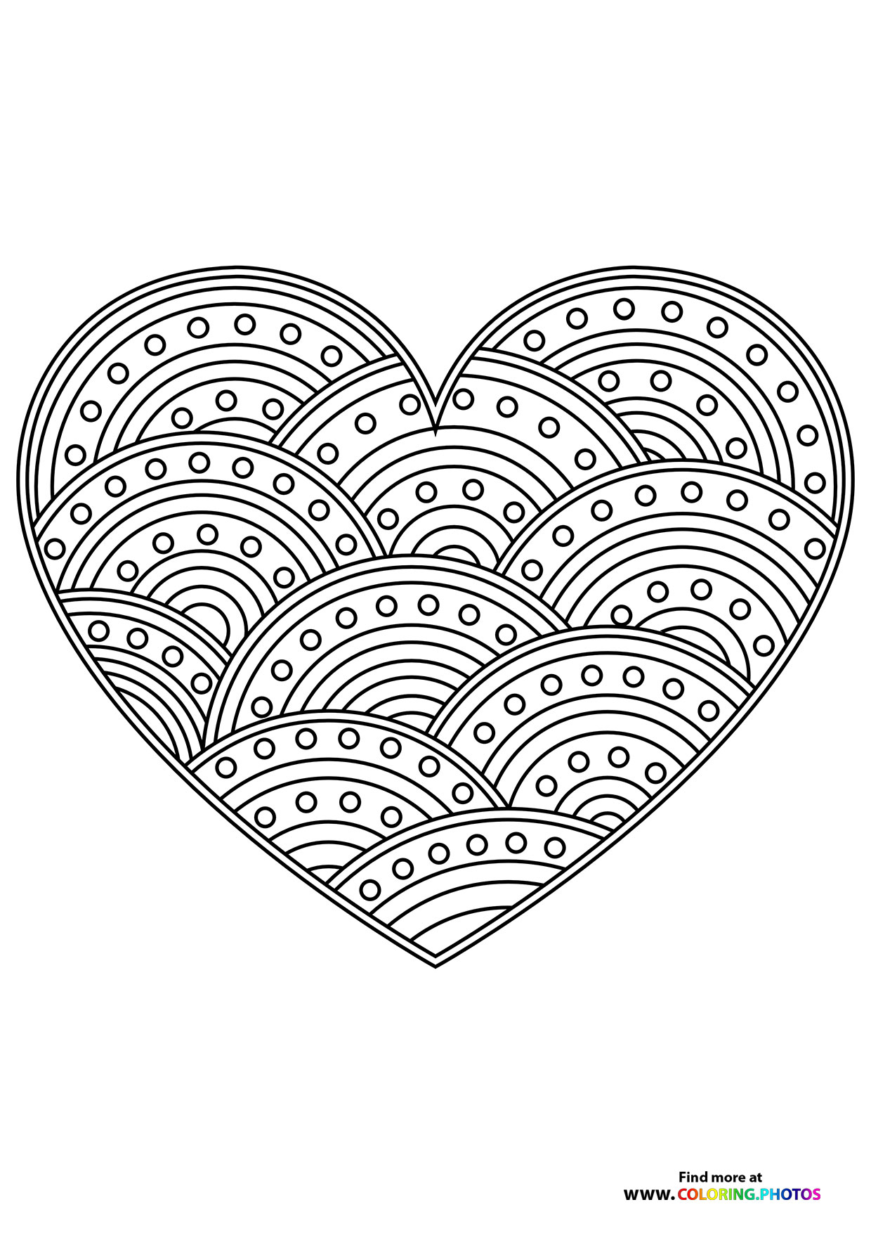 Valentines rainbow hearth mandala coloring page