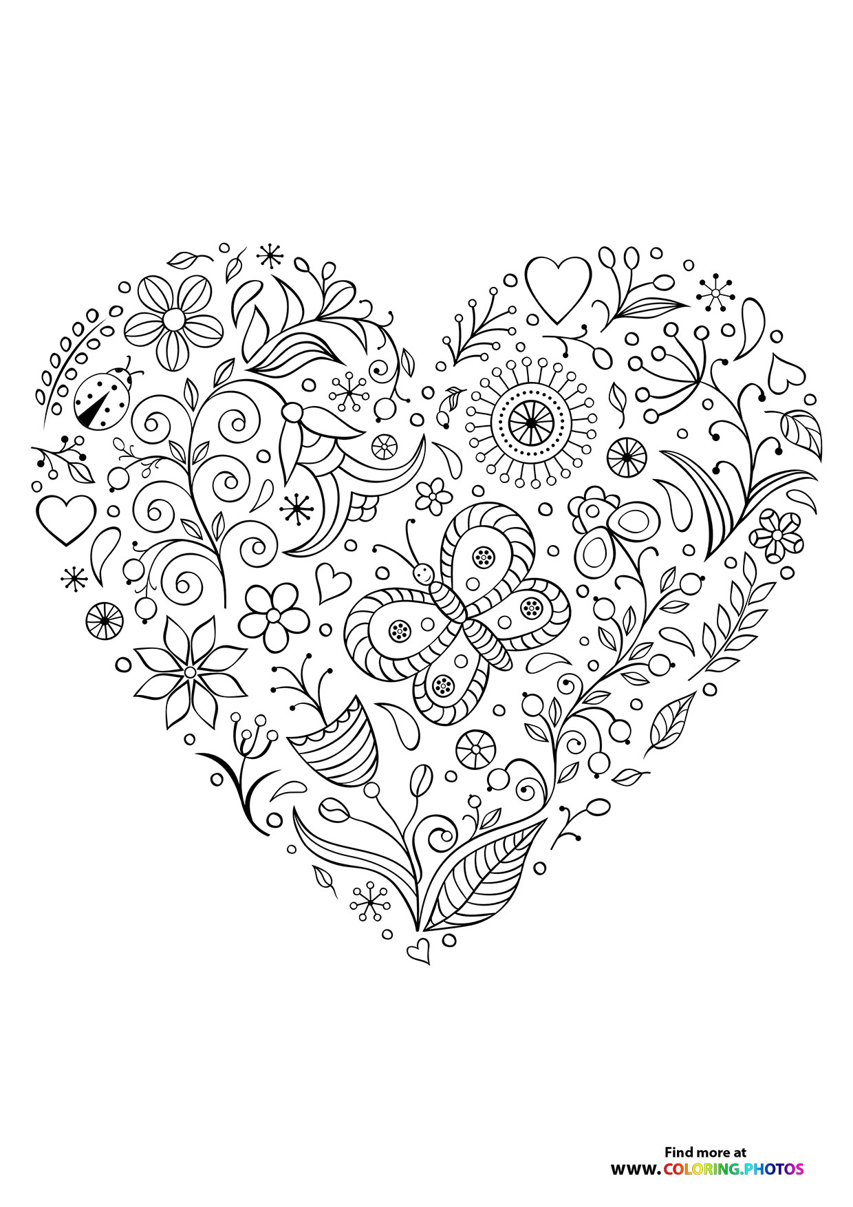 Valentines theme mandala coloring page